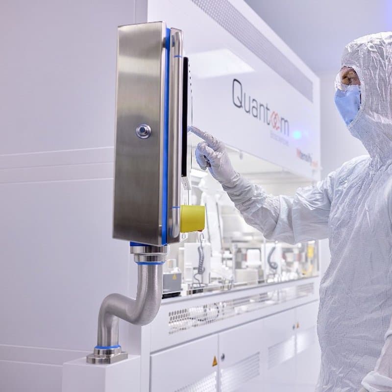 Operator running an Ntensify® midi flex line — the same process from routine production to pandemic surge